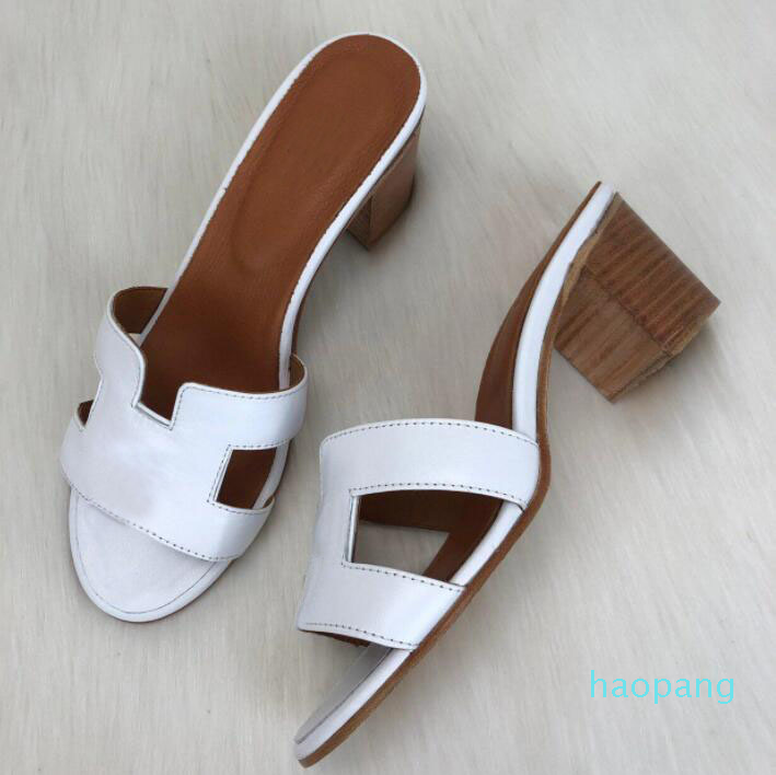 Designer femme chaussures dame appartements oran oasis pantoufles à talons sandales en cuir véritable H femmes pantoufles luxe plat diapositives