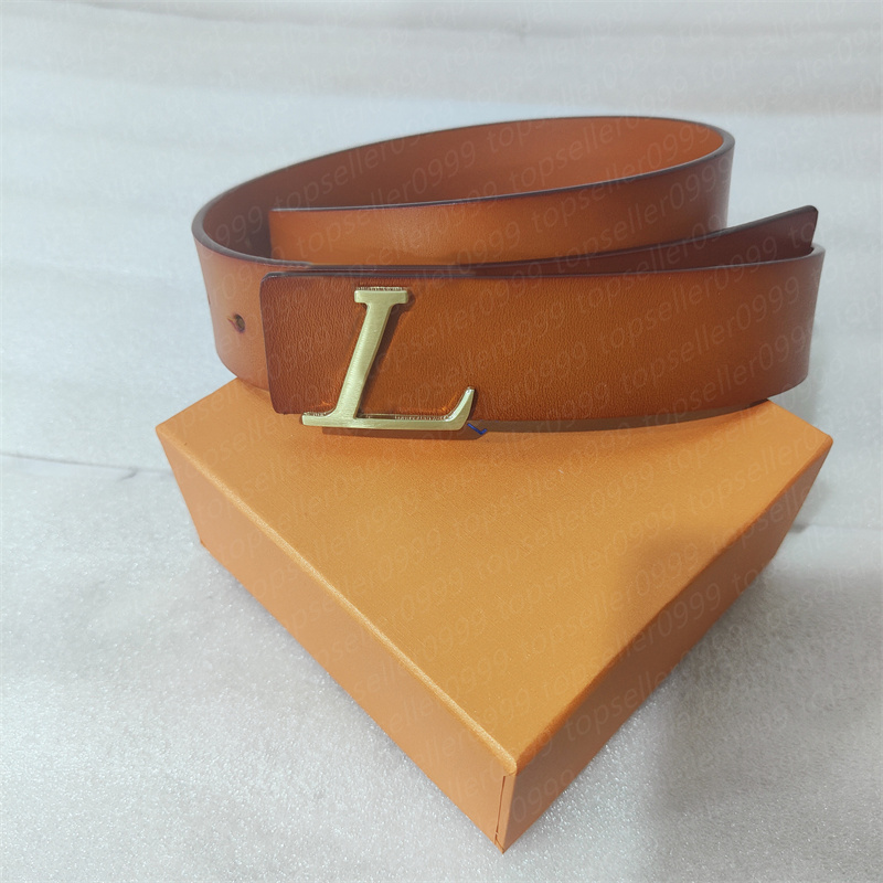 

2021 Men Designers Belts Classic fashion luxury casual letter L smooth buckle womens mens leather belt width 3.8cm with orange box, Width 3.8cm with gift box