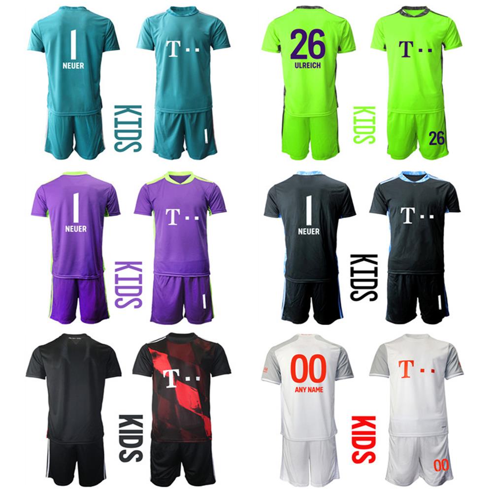 

2021 Season Camisa de Futbol Custom Kids Kit Goalkeeper 26 ULREICH 1 NEUER Football Jerseys 5 PAVARD 21 HERNANDEZ Boys Uniform Set270c, Green