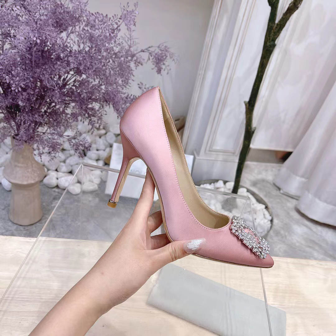 

Classic Ladies Dress Shoes Luxury Designer Rhinestone Square Buckle High Heels Sexy Red Bottom High Heels Wedding Party Sandals 34-42, Color5