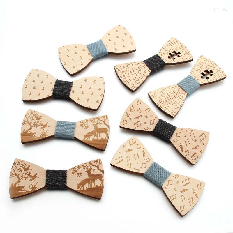 

Bow Ties Gentleman Handmade Wooden Bowtie Musical Note Boat Anchor Pattern Men Kids Party Necktie Bowknot Classic Wedding AccessoryBow
