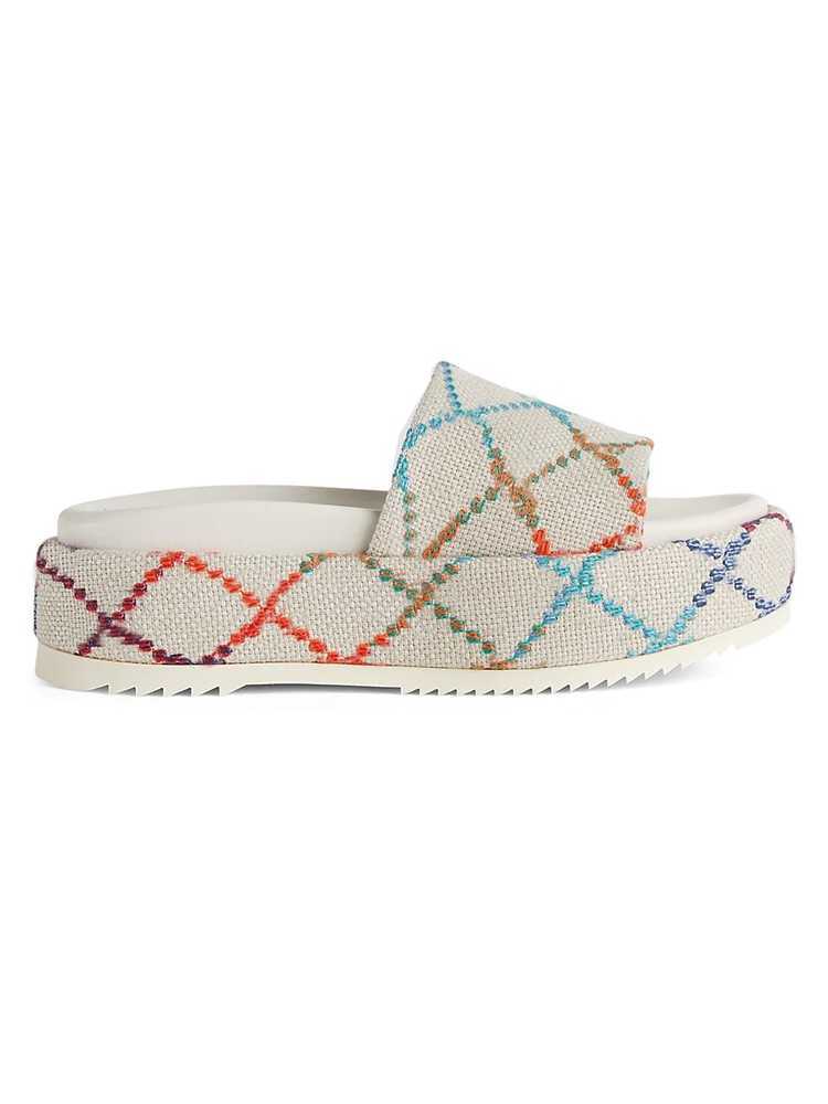 

womens 55mm height canvas flatform sandals mid heel slippers 2022 Multicolor wedge slides with box and dust bag euro 35-42, Beige