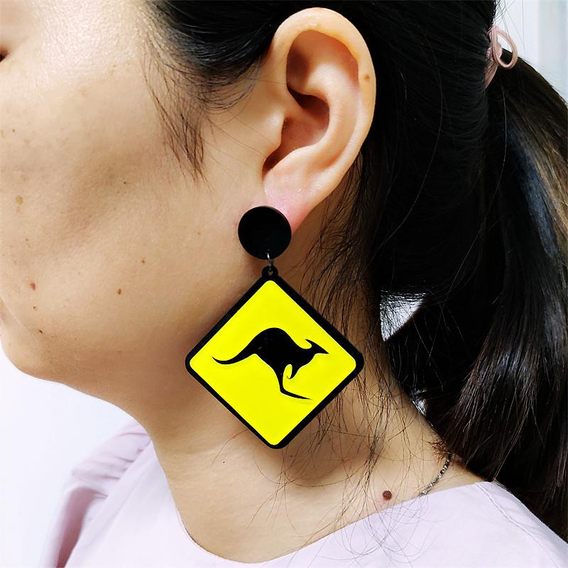 

Dangle & Chandelier Kangaroo Fashion Animal Earrings For Women Yellow Acrylic Square Classic Jewelry AccessoriesDangle