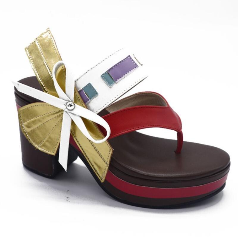 

Slippers Big Size Ladies Fashion Mixed Color Summer Sandals Flip Flops Thick High Heel Platform Slipper Lolita Women's Shoes, Multi