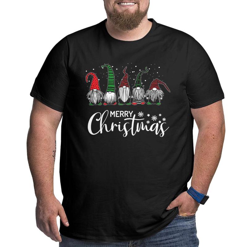 

Men's T-Shirts Cute Xmas Gnomes In Plaid Hats Merry Christmas Cotton Big Tall Tees Santa T Shirts Clothes Oversized 4XL 5XL 6XLMen's, Black