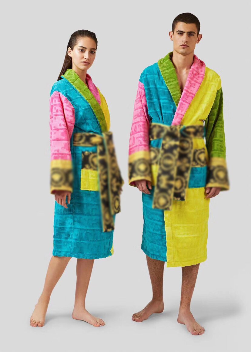

7 Colors High Quality Cotton luxurious Men Women Bathrobe Sleepwear Long Robe Designer Letter Print Couples Sleeprobe Nightgown Winter Warm Unisex Pajamas
