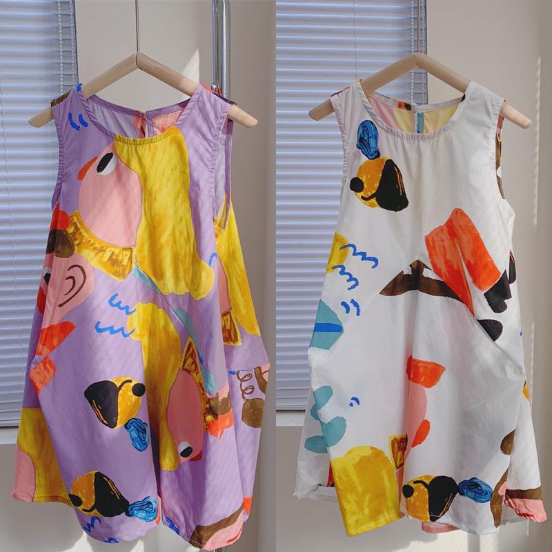 

Girl's Dresses Toddler Girl Summer Children Clothes Korean Kids Sleeveless Cartoon Princess Baby Dress Girls Casual Fashion DesignGirl's, White