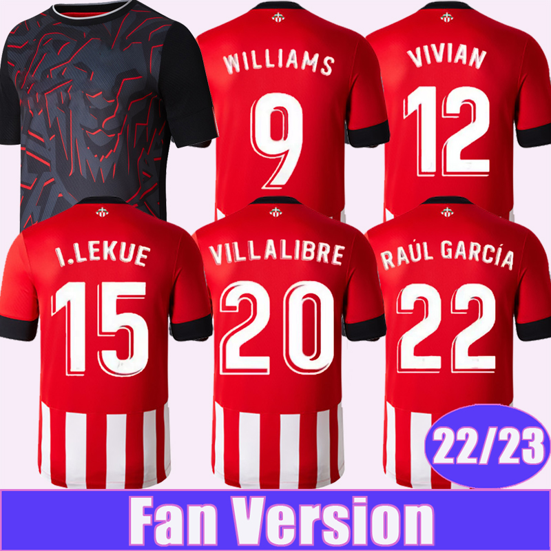 

22 23 MUNIAIN WILLIAMS Mens Soccer Jerseys RAUL GARCIA I. MARTINEZ UNAI SIMON BERENGUER JOKIN EZKIETA VILLALIBRE Home Away Football Shirts Uniforms, Qm9492 22 23 home l. lig. patch
