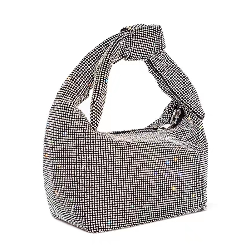 

designer women handbag Fashion trend silver diamond set evening bags niche knotted handle rhinestone luxury lady shoulder bags, Customize
