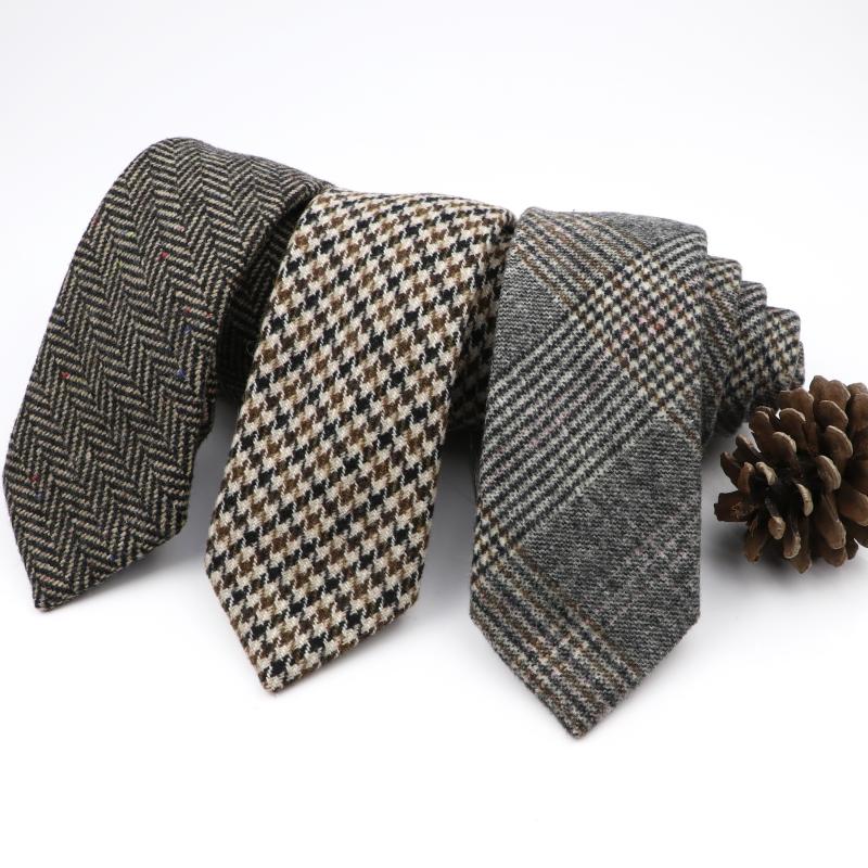 

Neck Ties High Quality Classic Striped 100% Wool Handmade 7cm Fashion Skinny Men Necktie Thick Cashmere Casual Cravat Accessories