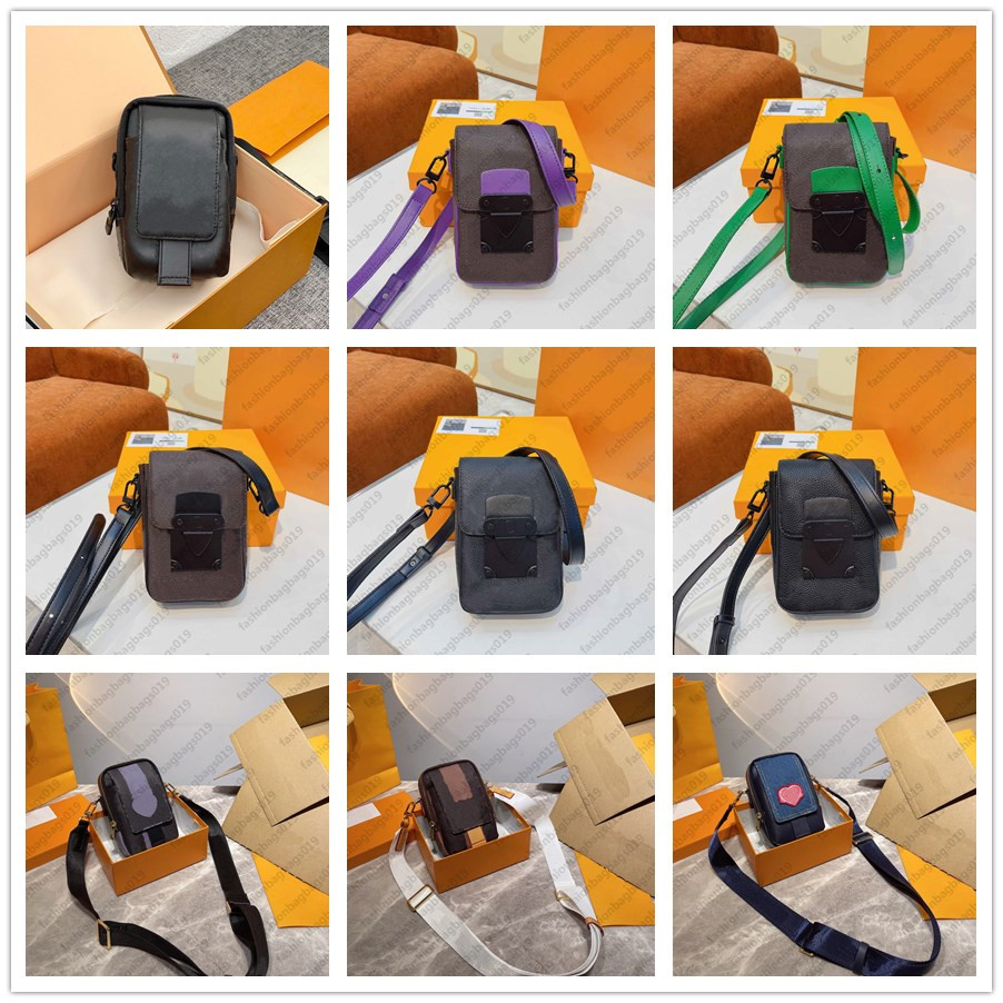 

S-LOCK VERTICAL WEARABLE Mini Wallet bags double phone pouch Macassar Shadow Taurillon leather cross body Shoulder flap M81060 M81005 M81323 M81321 M81524 M81522, Without bag;for balance fees