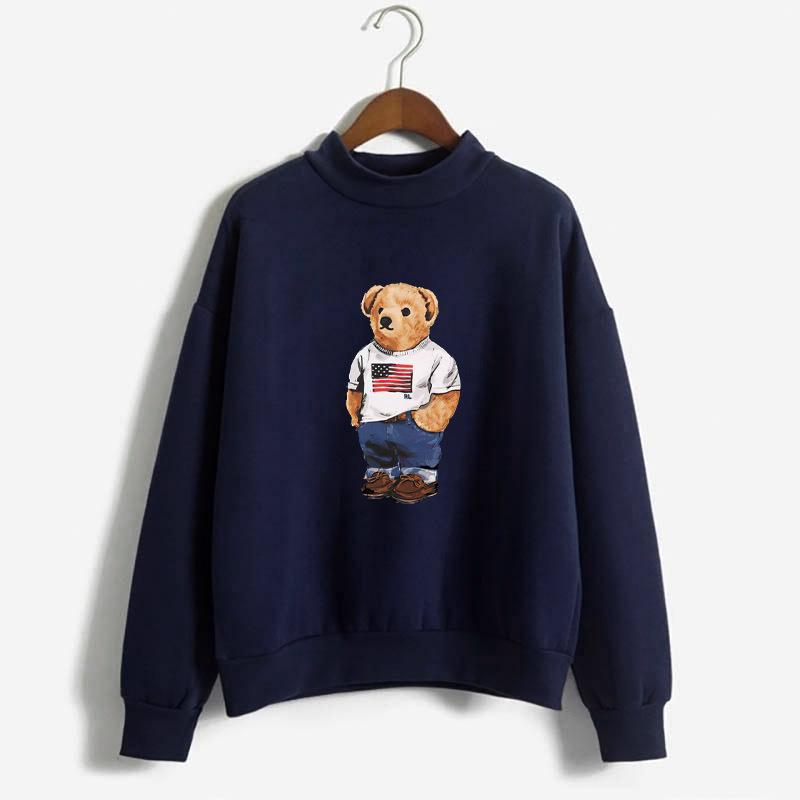 

Popular recommended American sweater men's printed bear long-sleeved loose casual round neck sports pullover round neck top trendy T-shirt