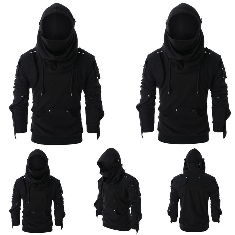 

Men's Hoodies & Sweatshirts Men's Winter Blouse Sweaters Vintage Hoodie Long Sleeves TopMen's, Black
