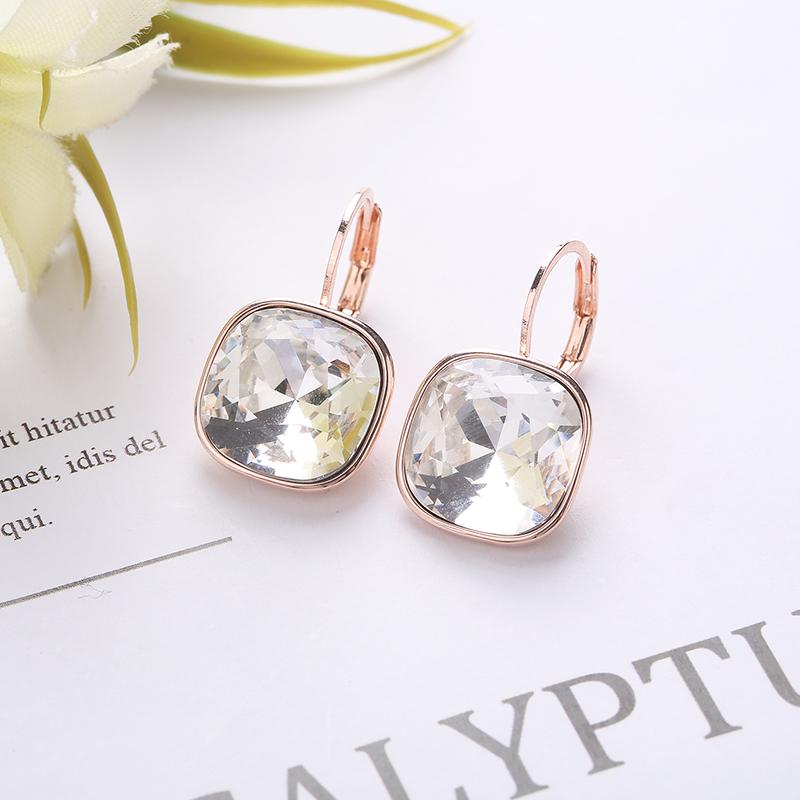 

Hoop & Huggie 2022 Design Square Stones Earrings With French Hook Lever Back For Fashion Women