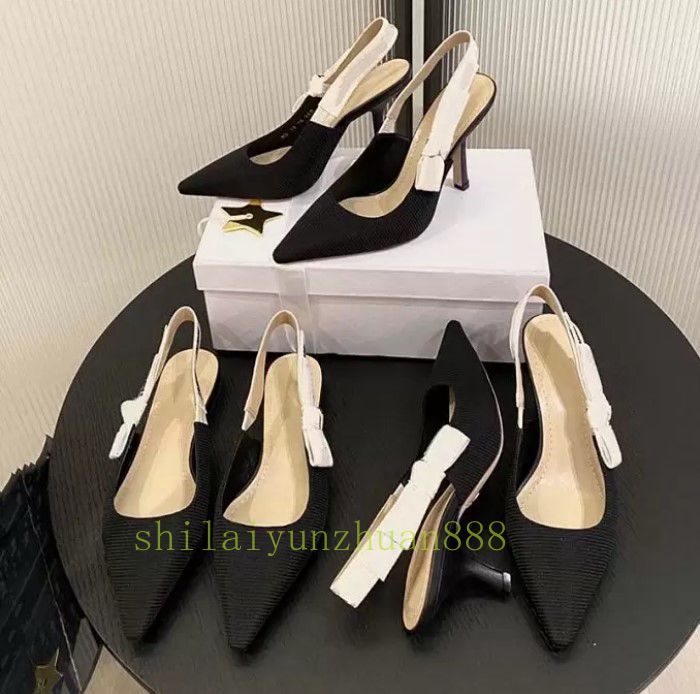

Summer Banquet Dress Shoes Sandals Flat Heel 6.5 9.5cm High-heeled Sexy Pumps Pointed Toe Sling Back Women Sandales size 35-41