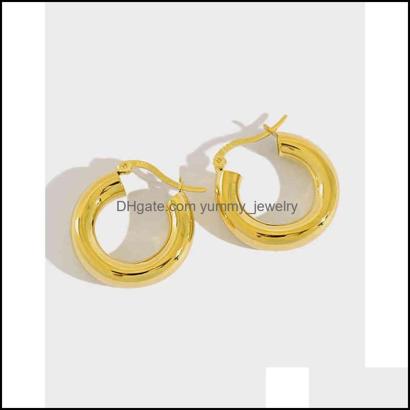 

Charm Earrings Jewelry Yea395 Style S925 Sterling Sier Minimalist Cool Metal Ring Female Personality Drop Delivery 2021 Bzhjr