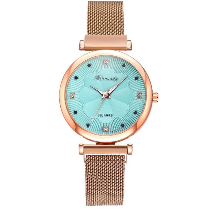 

New Women's Fashion Crystal Watches Magnet Buckle Mesh Belt Diamond Flower Quartz Watch Women Dress Clock, Leave a message about color