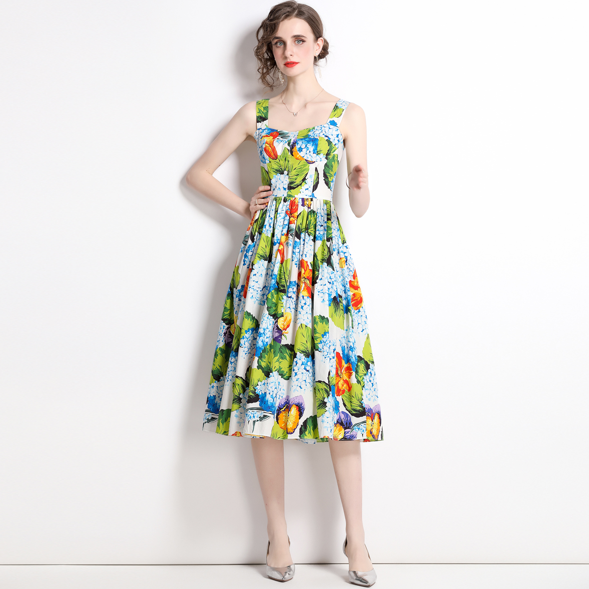 

Sexy Woman Designer Party Backless Dress Summer Suspender Floral Slim Loose Big Swing Prom Club Dresses 2022 Runway Women Clothes Casual Vacation Sweet Beach Frock, Customize