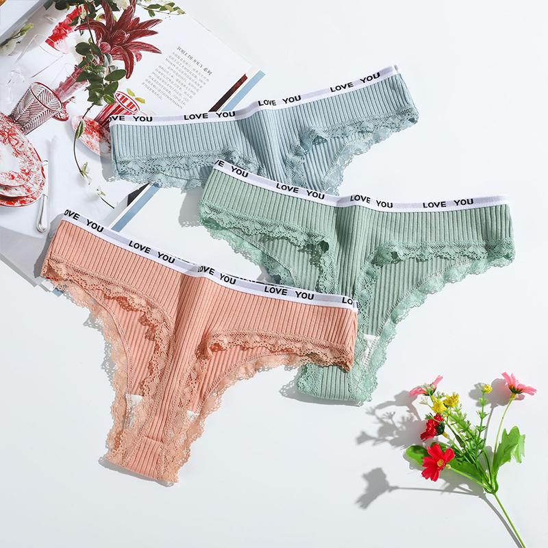 

Women's Panties 3Pcs/Set For Women Sexy Cotton Thong Underwear Seamless Low-Rise Letter Female G-String Lingerie T-Back UnderpantsWomen's, Set 2
