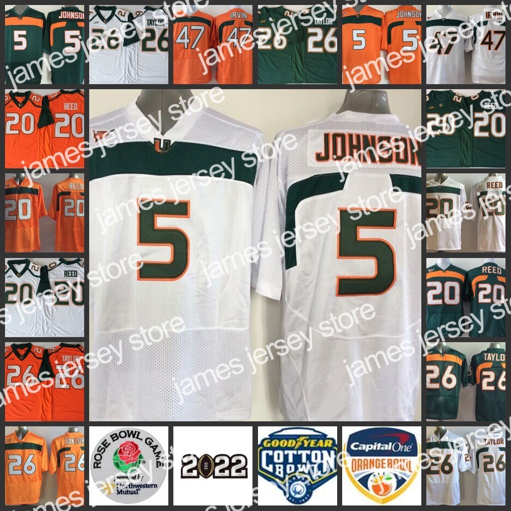 

James 5 Andre Johnson Jersey 20 Ed Reed 26 Sean Taylor 47 Michael Irvin 52 Ray Lewis 87 Reggie Wayne Jerseys Miami Hurricanes Stitched College, 14