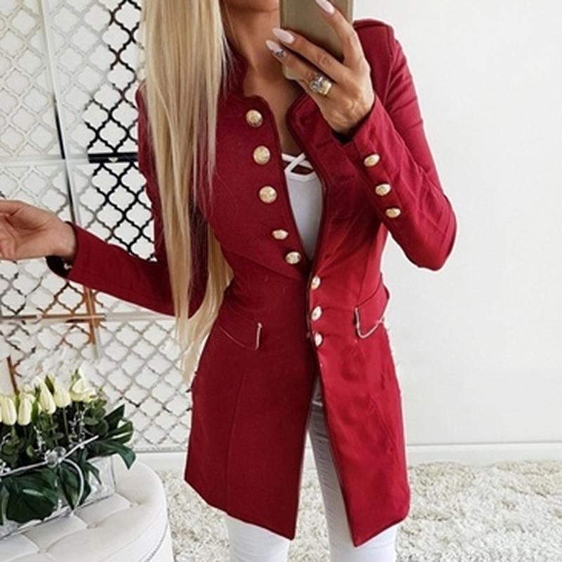 

Women' Suits & Blazers Women Autumn Spring Long Blazer Jackets Elegant Sleeve Outerwear Fashion 2022 Single Breasted Pocket WomenWomen, Red