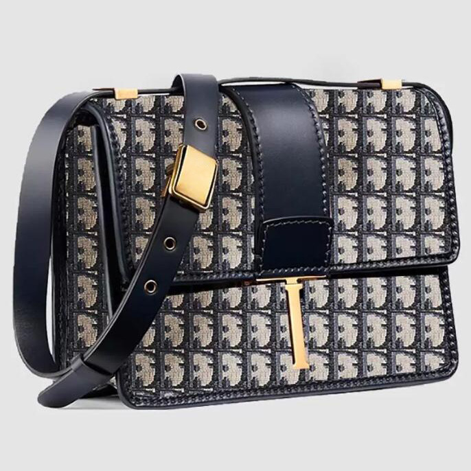 

High-quality Designer Women Bags Fashion Luxury Letter Flap Shoulder Crossbody Bag Gold Lock Effini Store, Dark blue canvas d