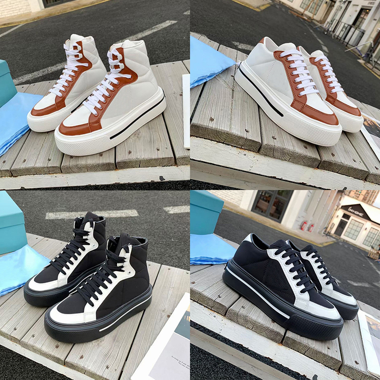 

Patent Leather Macro High-top Sneakers Men Women Platform Canvas Shoes Re-Nylon Brushed Sneaker Flat Trainers 45 mm Expanded Rubber sole, Color 7 high
