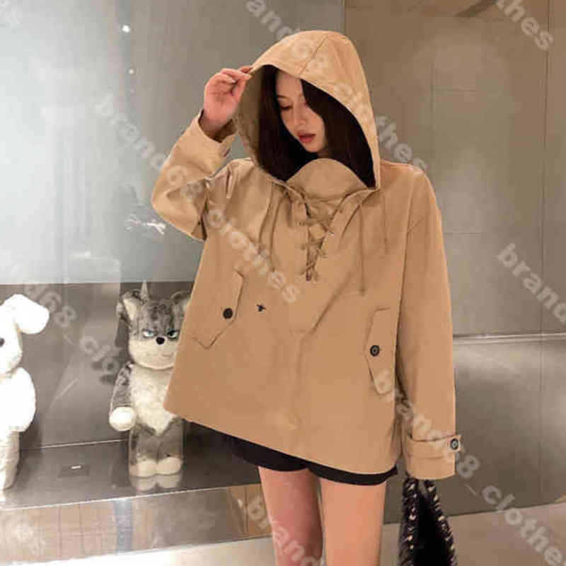 

designer women outdoor hoodie coat d..r brand logo bee embroidery girls clothes long sleeve drawstring jacket classic khaki top casual female Apparel album a1