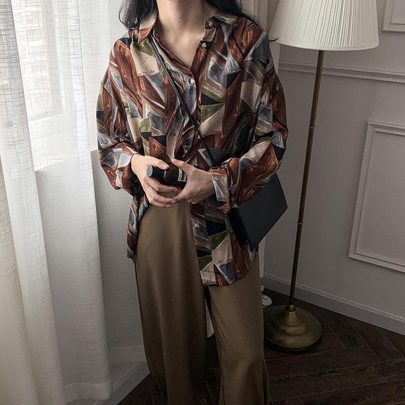 

Women' Blouses & Shirts Women Shirt Blouse Yesroom Autumn Loose Chiffon Single Blusas MujerWomen, Coffee