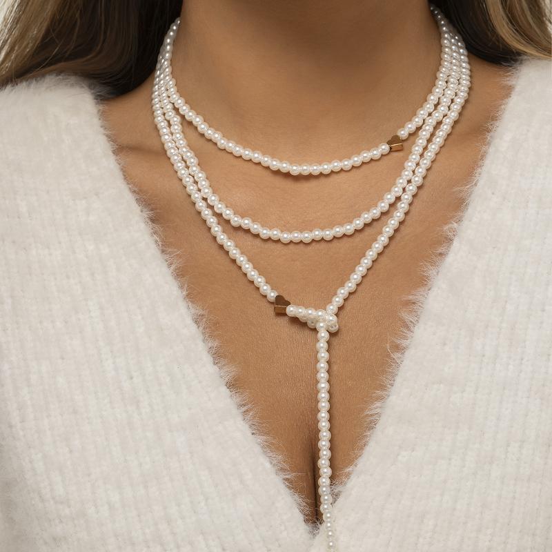 

Chains Ailodo Elegant Pearl Chain Necklace For Women Multilayer Party Wedding Imitation Long Fashion Jewelry Girls GiftChains