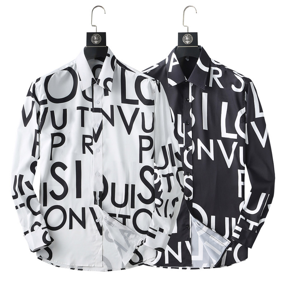 

2022 Designer Mens Letter Print Dress Shirts High Quality Stretch Soft Casual Fashion Spring Summer Long Sleeve Clothing Wrinkle-Free Size -XXXXL, Price difference