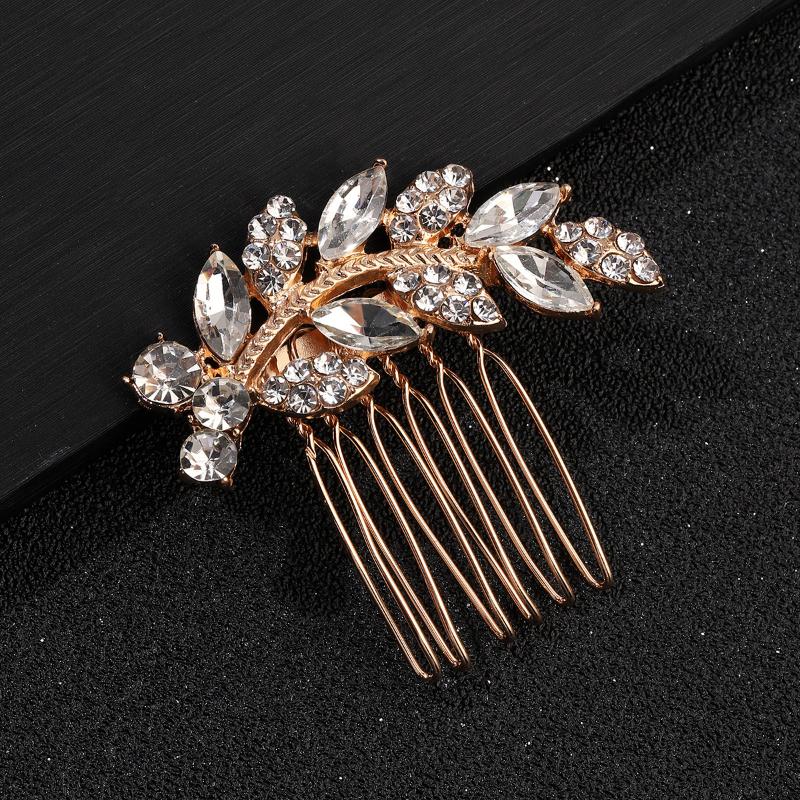 

Hair Clips & Barrettes Bling Side Combs Vintage Rhinestone Glass Bridal Alloy Metal Leaves Shaped Accessories For Bride Wedding
