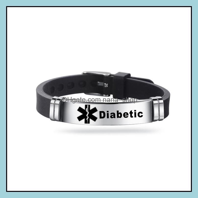 

Jelly Glow Bracelets Jewelry Sport Sile Medical Alert Id For Men Women Diabetes Serious Illness Emergency Remind Stainless Steel Engravable