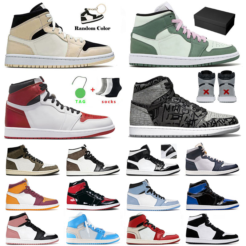 

OG Designer Jumpman 1 1s Jorden Jorden1s Mens Womens Basketball Shoes Jorda University Blue High Panda Mid Carbon Fiber Dutch Green Sneakers Trainers Size 36-46, # rust pink 36-46