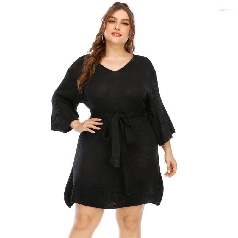 

Plus Size Dresses 2022 Women Dress Solid Black Red Larges Big Plussize Streetwear Clothes Clothing Casual Wear For Female Suits Jasp22, 1453