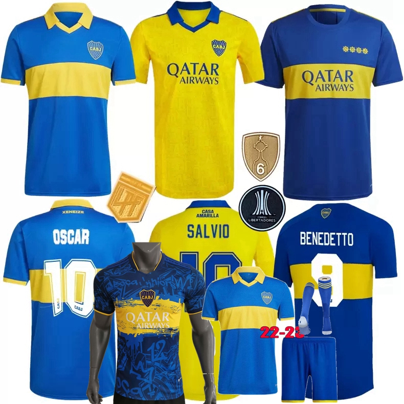 

2021 2022 2023 Boca Juniors Soccer Jerseys MARADONA OSCAR BENEDETTO MARCOS ROJO CARLITOS DE ROSSI TEVEZ SALVIO home away 3rd 21  23 football men and kids shirt 3XL, Kids 3rd sets+patch+6