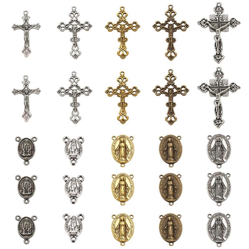 

Pendant Necklaces 70pc/Set Tibetan Charm Necklace Pendants Alloy Chandelier Components Links Religious Rosary Jesus Center Pieces For Earrin