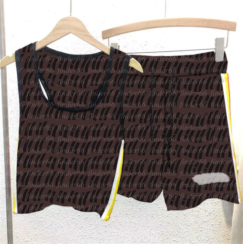 

Women's Two Piece Pants knit Sleeveless Trousers Top Shorts Vest Short Sleeve Summer Retro round neck Sweater, Brown