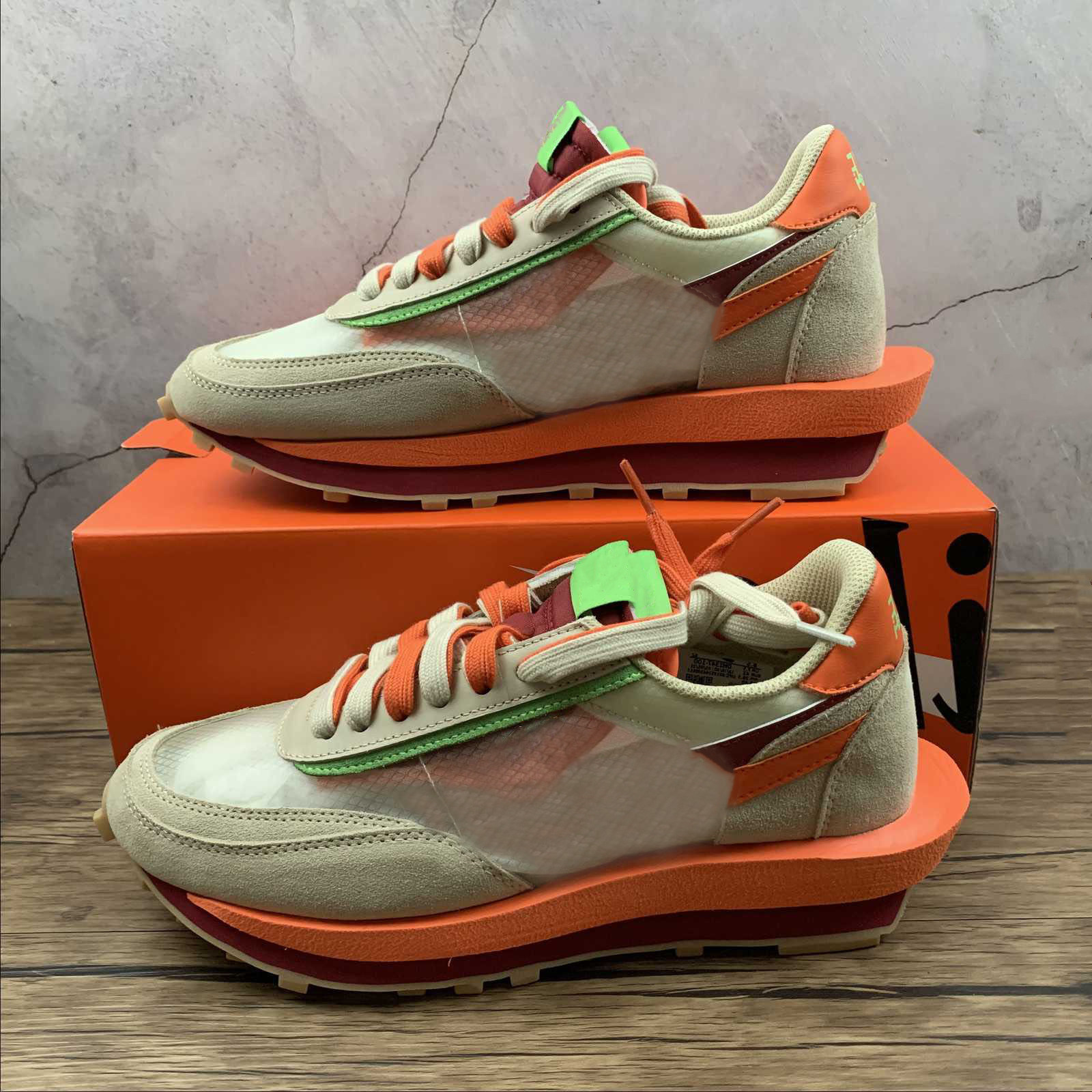 

Shoes Mens Ldwaffles Sacais Casual Running Womens Gray Orange Outdoor Sports Sneakers Size EU36-46, Clear