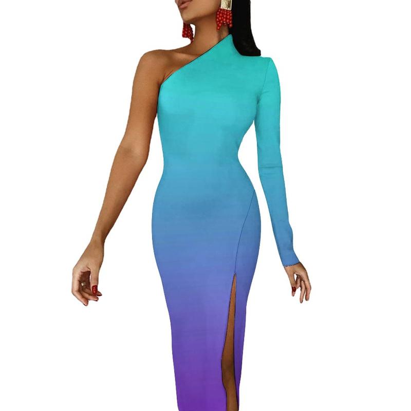 

Casual Dresses Gradient Long Dress Women Fluid Minimalist Vibrant Aesthetic Maxi Elegant Bodycon Side Split Print ClothesCasual CasualCasual, Style-14