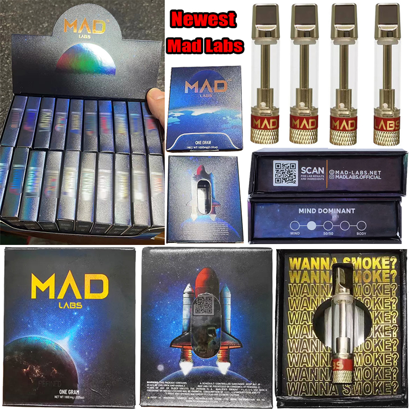 

Newest Packages MAD LABS Vape Cartridges Atomizers 0.8ml Cartridge 13 Strains Ceramic Gold Tip Carts Glass Tank Thick Oil Dab Pen Wax Vaporizer E Cigarettes Wholesale