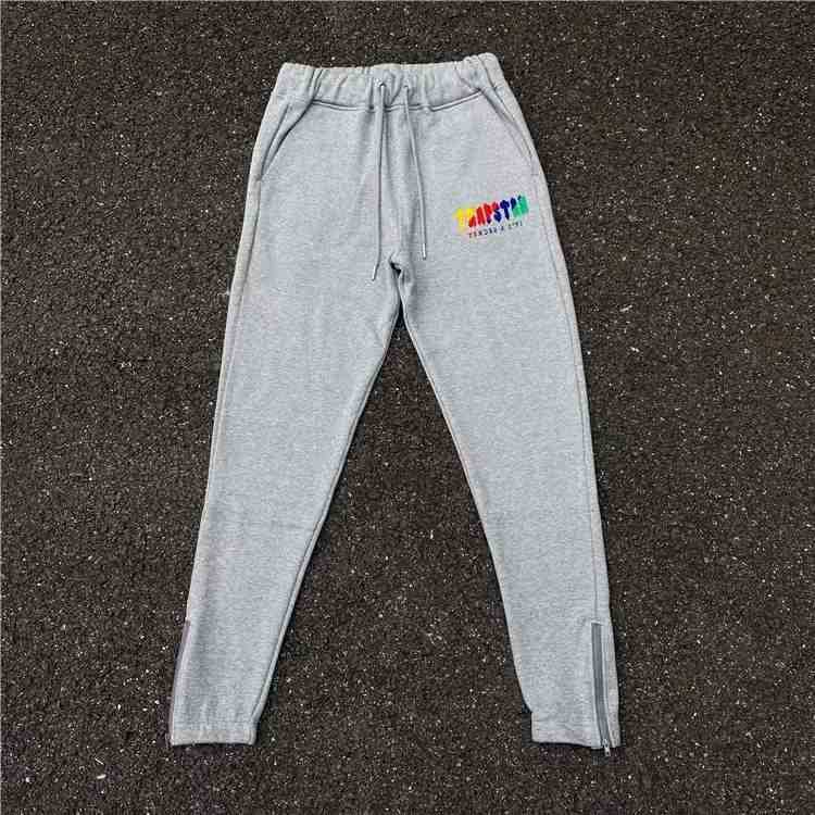 

2022 Hoodie Trapstar Rainbow Towel Embroidery Decoding Hooded Sportswear Men and Women Suit Zipper Trousers, Black