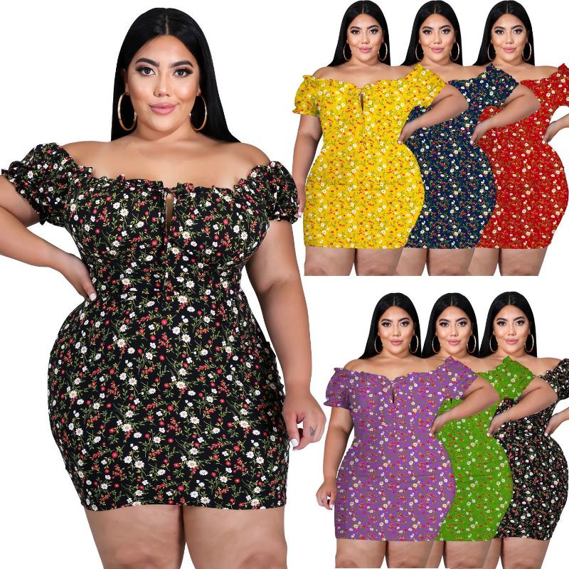 

Plus Size Dresses Summer Women's Knitted Sexy Strapless Black Large Dress With Straps Nightclub Skirt -5Xl