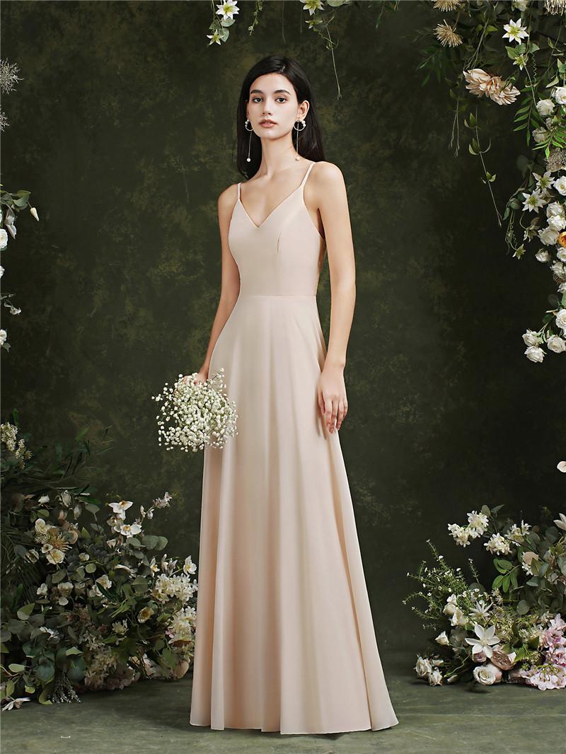 

Lace Chiffon Bridesmaid Dresses A Line V-Neck Summer Bohemian Beach Wedding Guest Maid of Honor Gowns Sexy Spaghetti Strap Formal Evening Prom Wears cps3015
