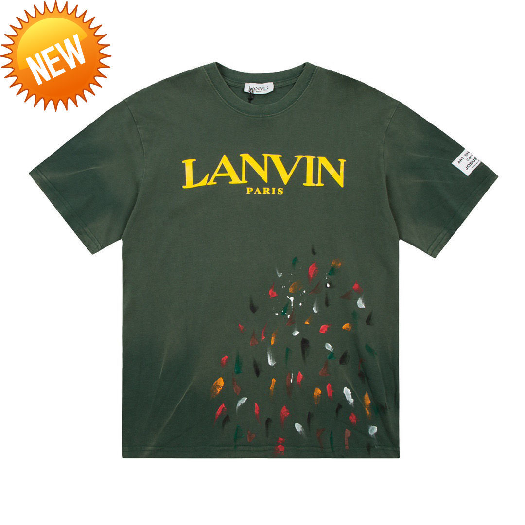 

Lanvin Langfan New Printed Short Sleeve Top Splash Color Dot Letter Lovers T-shirt Unisex B2, Purple