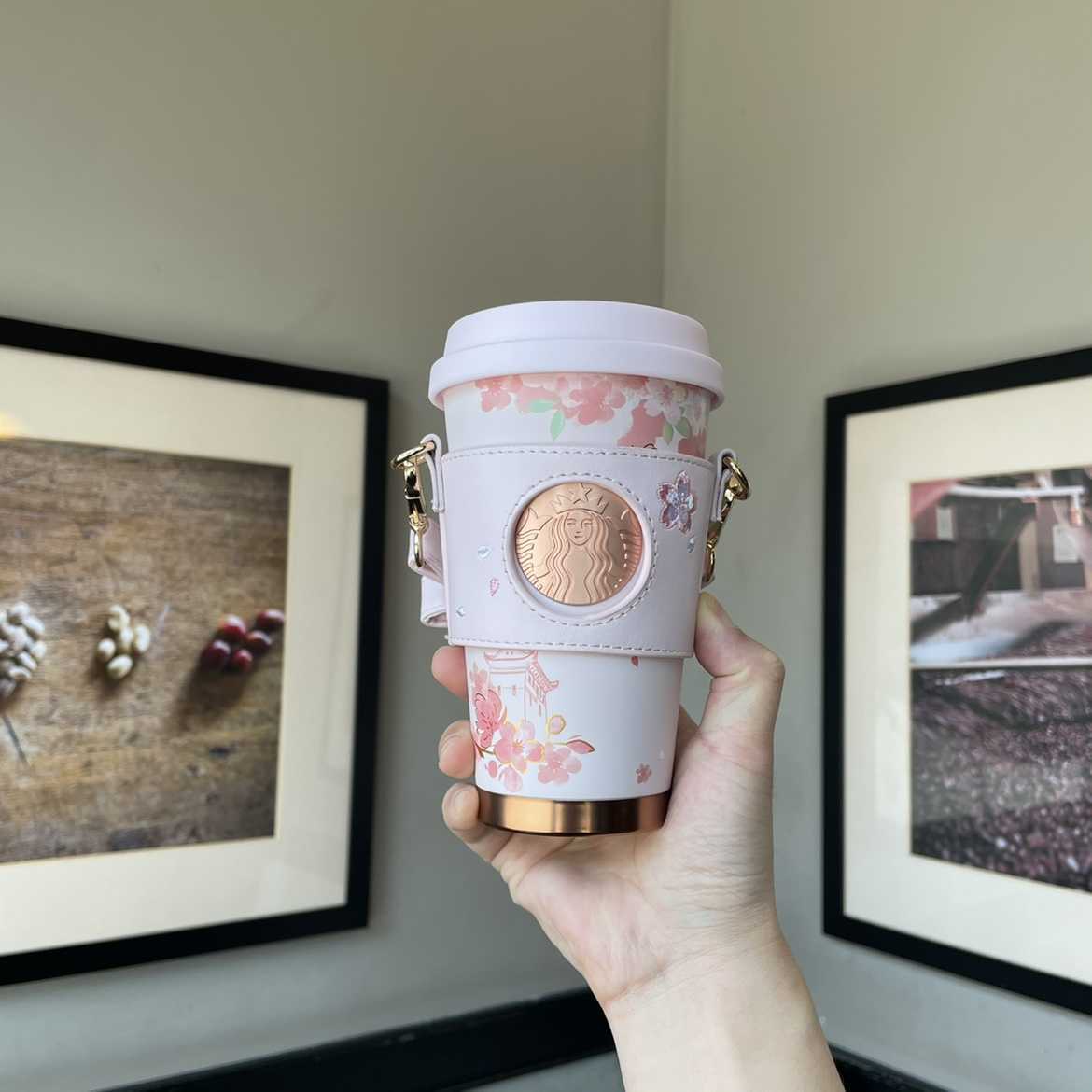 2022 Starbucks cup Cherry Blossom powder Cherry Blossom stainless steel thermos cup water cup 370ml-image-760866285