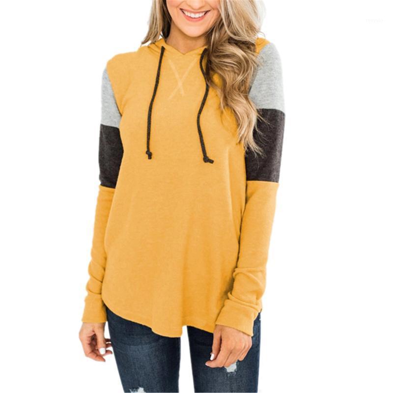 

Casual Patchwork Hooded Sweatshirt Women Drawstring Long Sleeve Hoodie Autumn Winter Ladies Pullover Drop Women's Hoodies & Sweatshirts, Armygreen