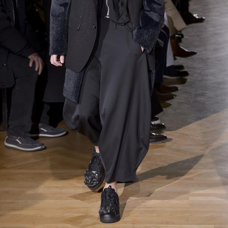 

Men's Pants Casual Italian Show Fashion Brand Over Size Wide Leg Nine Point Loose Trousers, Black