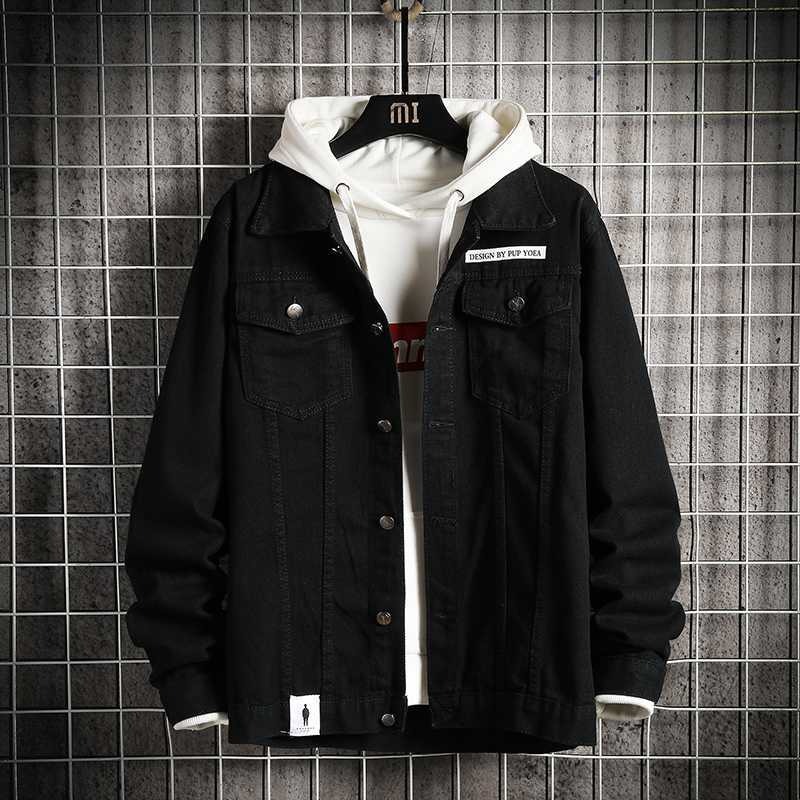 

Men' Jeans plus size jacket Letter Graphic Denim Trucker Jacket j6AD#, Black
