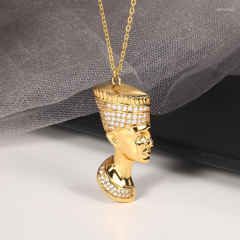 

Pendant Necklaces Ancient Egyptian Queen Nefertiti For Women Men Hip Hop Pharaoh Chief Head Portrait Necklace Party Jewelry GiftPendant
